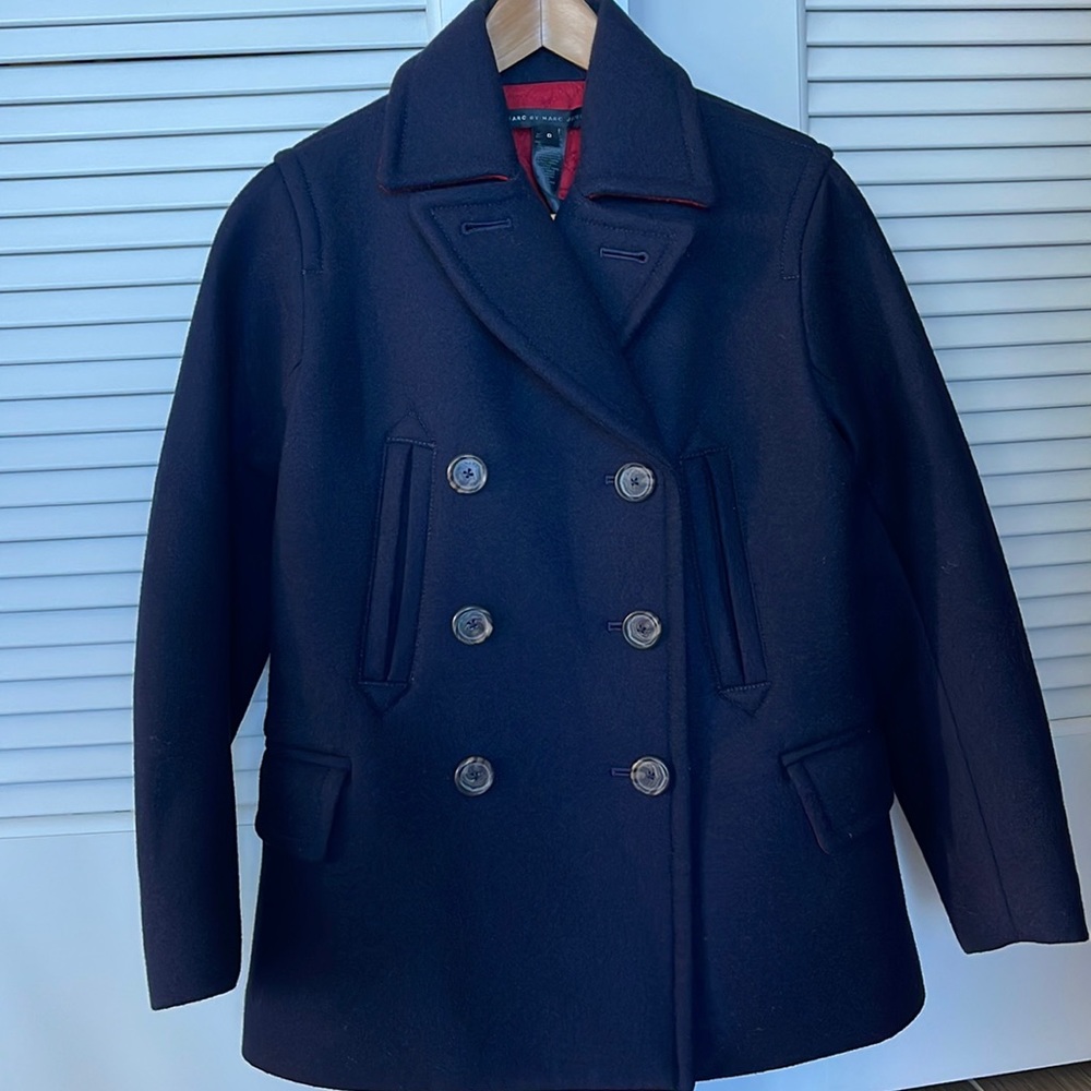 Marc By Marc Jacobs Dark Blue Pea Coat. Size 0, Mint condition